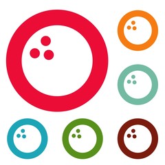 Canvas Print - Bowling icons circle set vector isolated on white background