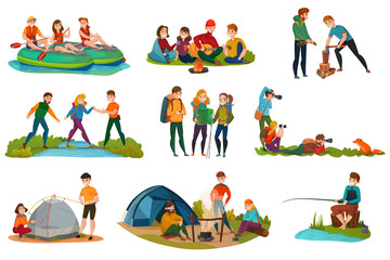 Canvas Print - Camping People Set