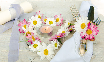 Wall Mural - Happy Easter, Happy Birthday, Happy Valentines Day: Romantic place setting for lovers :)