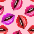 © lolya1988 - Seamless pattern of sexy lips. Vector lipstick or lip gloss 3d realistic design. Fashion illustration