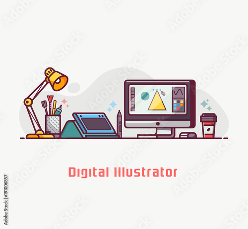 Graphic Design Lifestyle With Digital Illustrator Or Artist