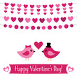 Valentines Day greeting card with a cute birds couple