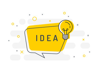 Quick Tips badge with light bulb and speech bubble. Trendy flat vector on white background. Vector Illustration. 