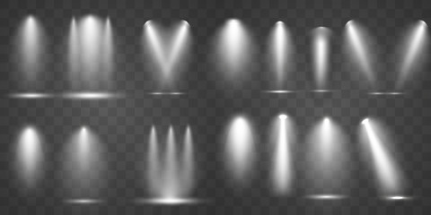 Wall Mural - scene illumination collection light effects on transparent background. vector illustration.