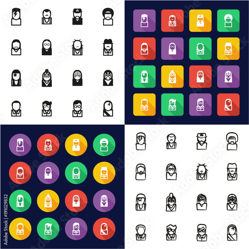 Avatar Famous Musicians All in One Icons Black & White Color Flat Design Freehan Poster