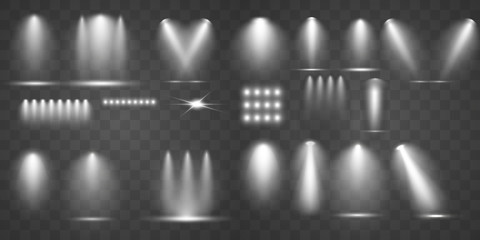Wall Mural - scene illumination collection light effects on transparent background. vector illustration.