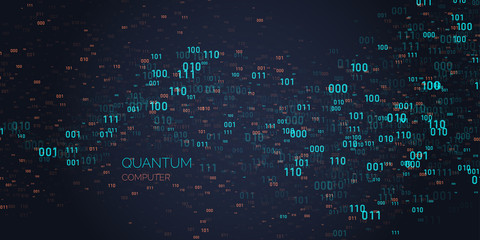 Canvas Print - Calculation quantum computer. Analysis and data transfer.