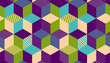 Geometry Cube Hexagon Color Seamless Pattern.