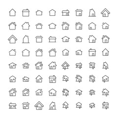 Sticker - Simple set of home related outline icons. 