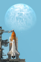 Canvas Print - Space shuttle taking off on a mission. Elements of this image furnished by NASA.