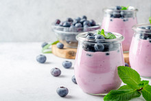Blueberry Yogurt With Blueberries And Mint