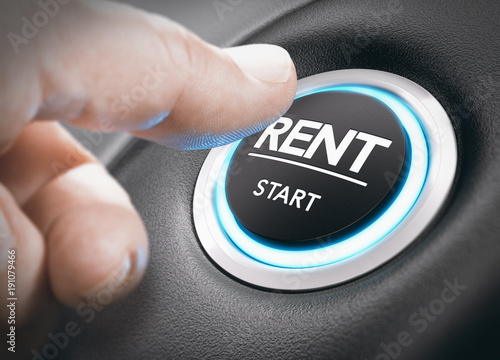 Fotografiet Car or Motorhome Rental Concept, Rent a Vehicle.