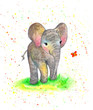© Anastasiya07 - Elephant, a little elephant. Watercolor illustration.