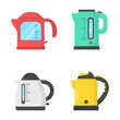 Set icon modern electrical kettle