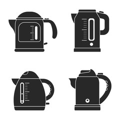 Set icon silhouette modern electrical kettle