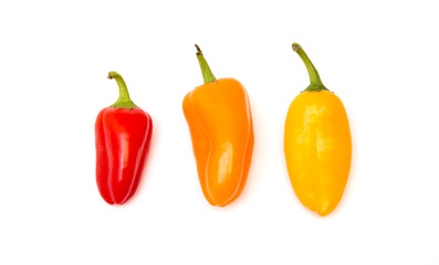 Wall Mural - Small Sweet Peppers Isolated on a White Background