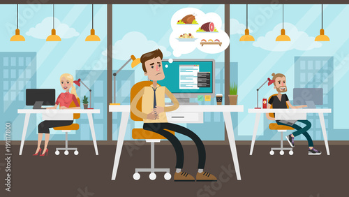 Fotomural Hungry businessman at office.