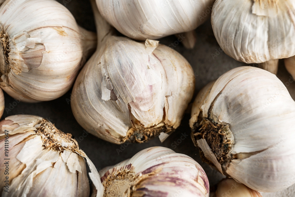 Fresh garlic heads, closeup