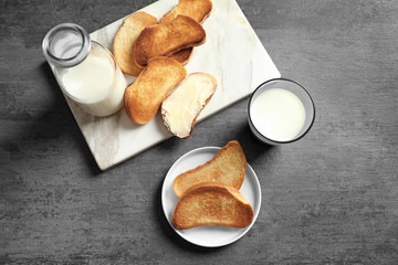 Sticker - Composition with tasty toasted bread on table