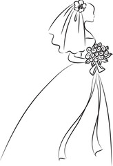 Wall Mural - bride drawing