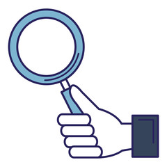 hand with magnifying glass isolated icon vector illustration design