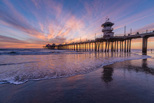 Huntington Beach Pier At Sunset