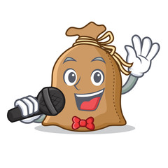 Poster - Singing sack mascot cartoon style