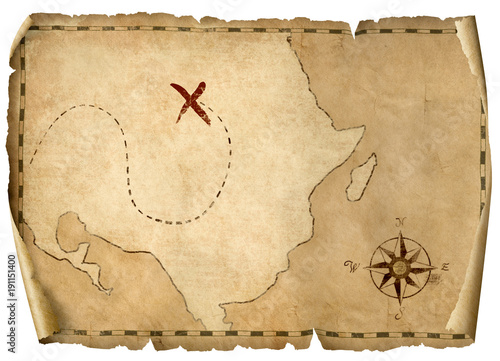 Obraz na płótnie treasure pirates' old map isolated 3d illustration
