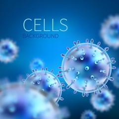 Canvas Print - Abstract vector background with cells and viruses. Biology medical science concept