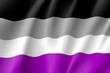 International asexual waving flag, people movement, realistic icon. Canvas for all who abandoned sex life, not experiencing attraction and so on. Vector illustration of a colorful element