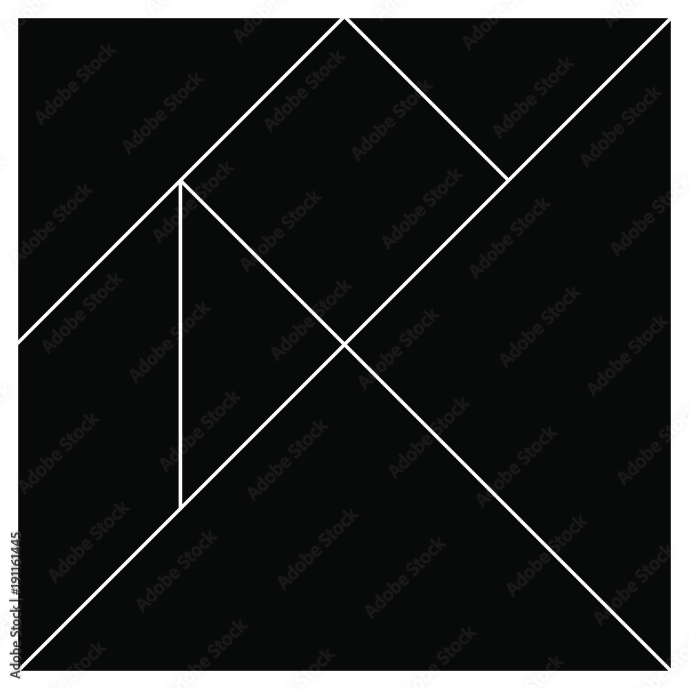 Tangram base black square pieces vector illustration Stock Vector