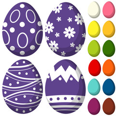 Wall Mural - Colorful purple ultra violet easter chocolate pattern cover egg set poster.