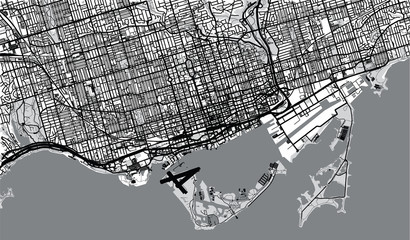 Urban vector city map of Toronto, Canada