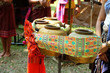 Golden color jars used for musical percussion instruments in northeast region in Thailand