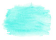 © Aleksei - Abstract ink texture brush background turquoise green aquarel watercolor splash hand paint on white background