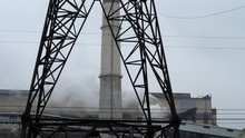 Industrial District. Steam, Smoke At Power Station, Post-soviet Industrial View