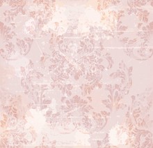 Vintage Baroque Ornament Vector. Royal Victorian Grunge Background. Trendy Pink Color Fabric Textures