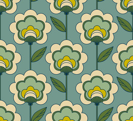 Poster - seamless retro floral pattern