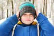 © mak_alexandra - little boy in the winter forest. portrait of a boy in a hat