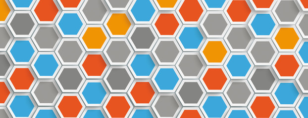 Wall Mural - colored hexagon structure background header
