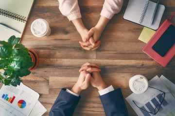 Wall Mural - Man and woman working in office