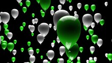 Green White Balloons Ascending With Matte 3D Animation
