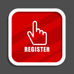 Poster - Register icon. Flat design square internet banner.