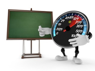 Wall Mural - Network speed meter character with blank blackboard