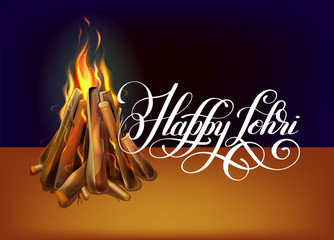 Canvas Print - happy lohri hand lettering celebration design