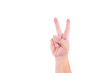 © Vatcharachai - Asian's man hand showing sign number two or victory  on white background  or isolated