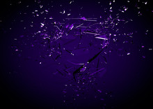 Beautiful Fragments Of Glass Splinters Black Background. 3d Illustration, 3d Rendering.