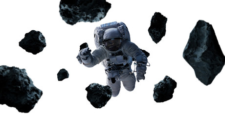 Wall Mural - astronaut isolated on white background 3d rendering elements of this image furnished by nasa