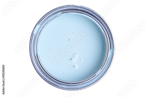 Cuadros en Lienzo Can with mint paint isolated on white background, top view