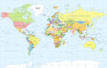  Mapa polityczna świata kolorowy wektor